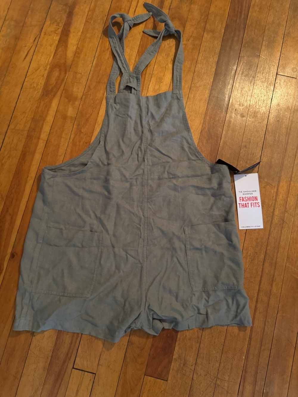 Celebrity Pink Gray Tie-Shoulder Romper